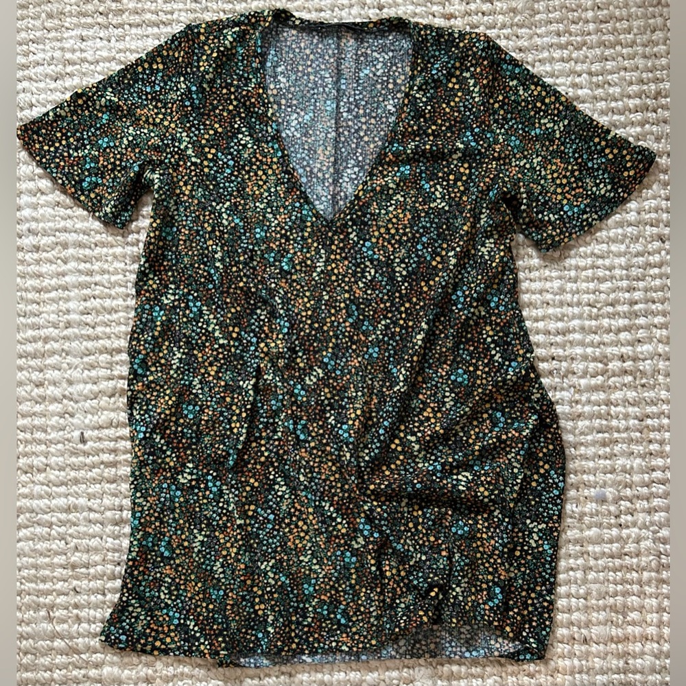 Zara Black Floral V-neck Tunic
